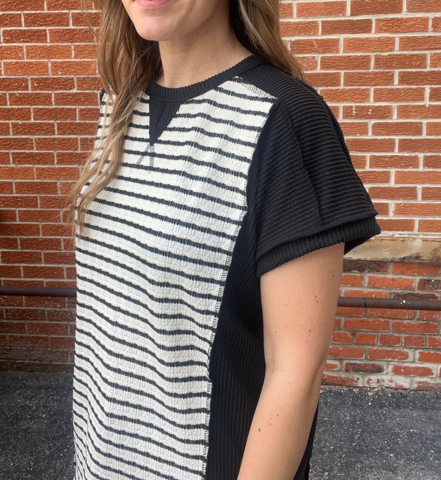 The Textured Raven Striped Top