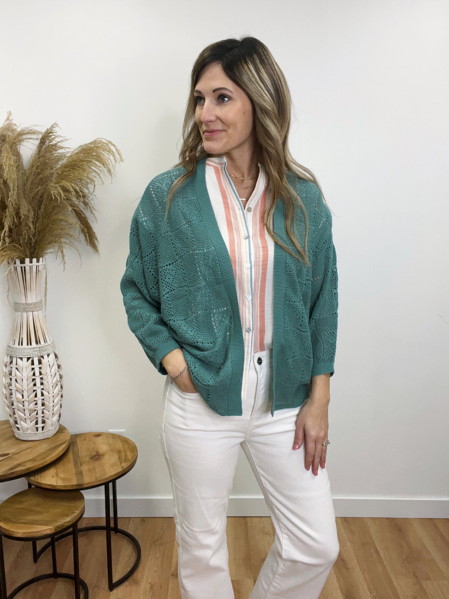 Spring Breeze Striped Gauze Button Up