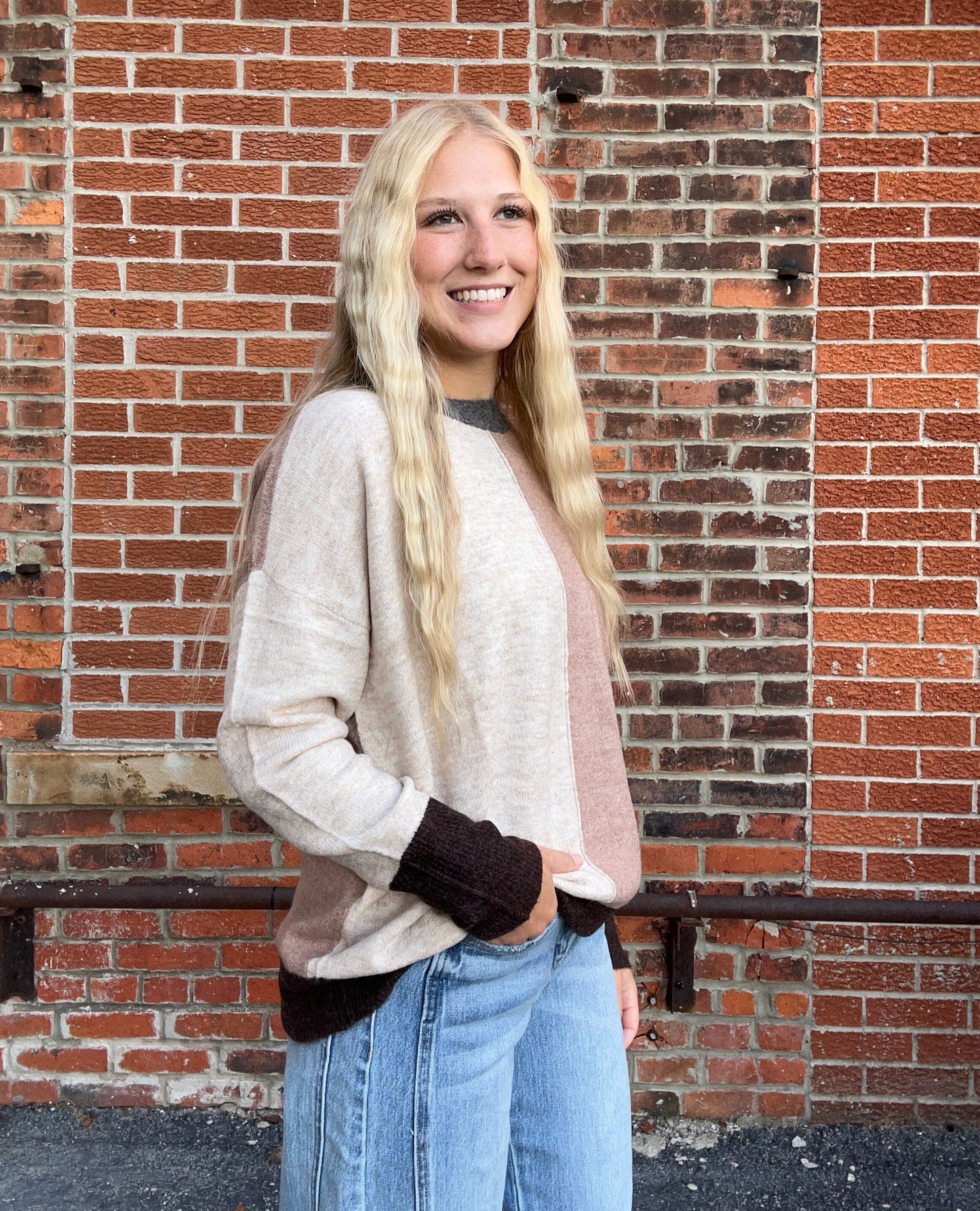The Marlowe ColorBlock Long Sleeve Knit Sweater