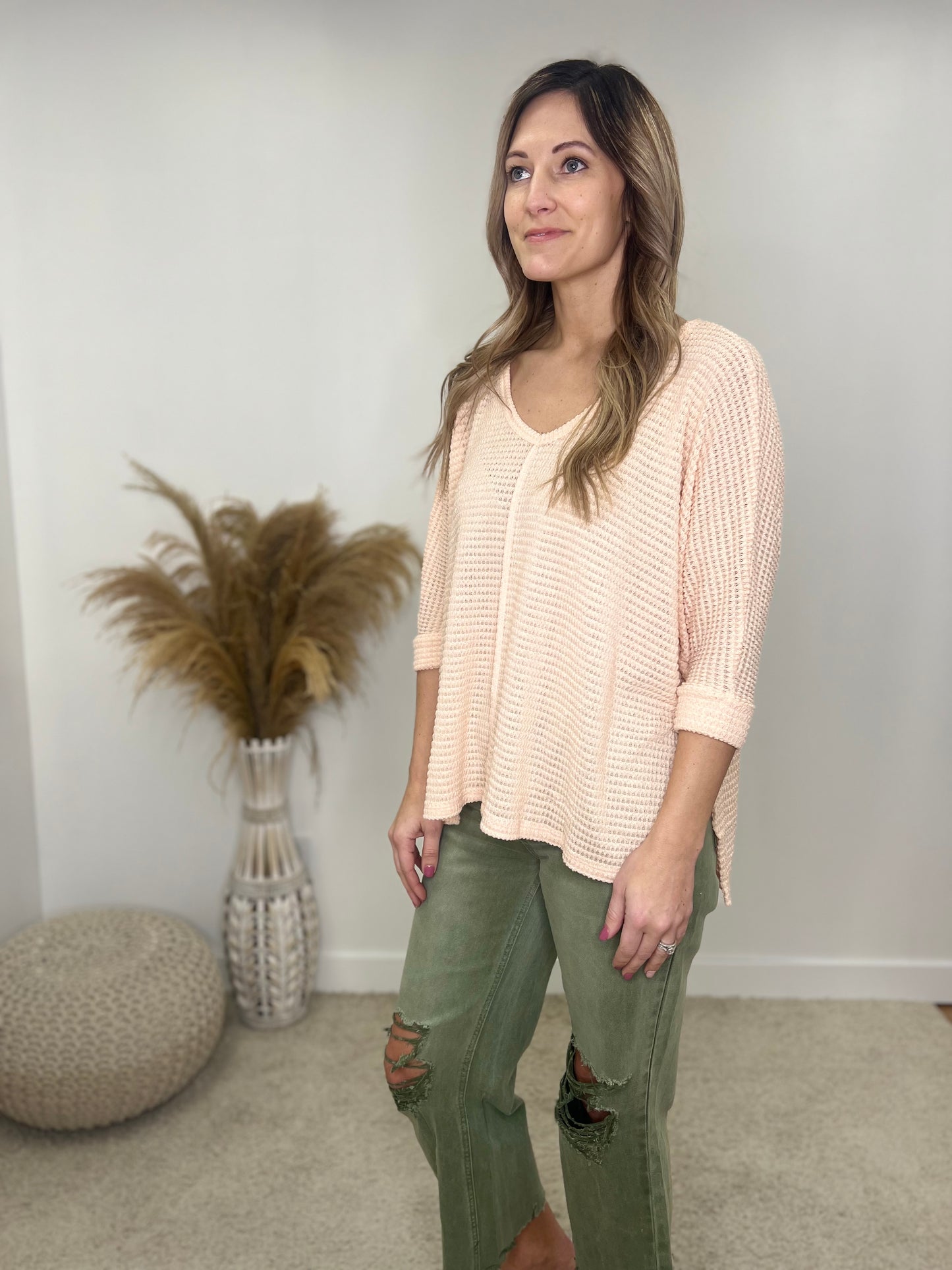 The Cassia Waffle Knit Top
