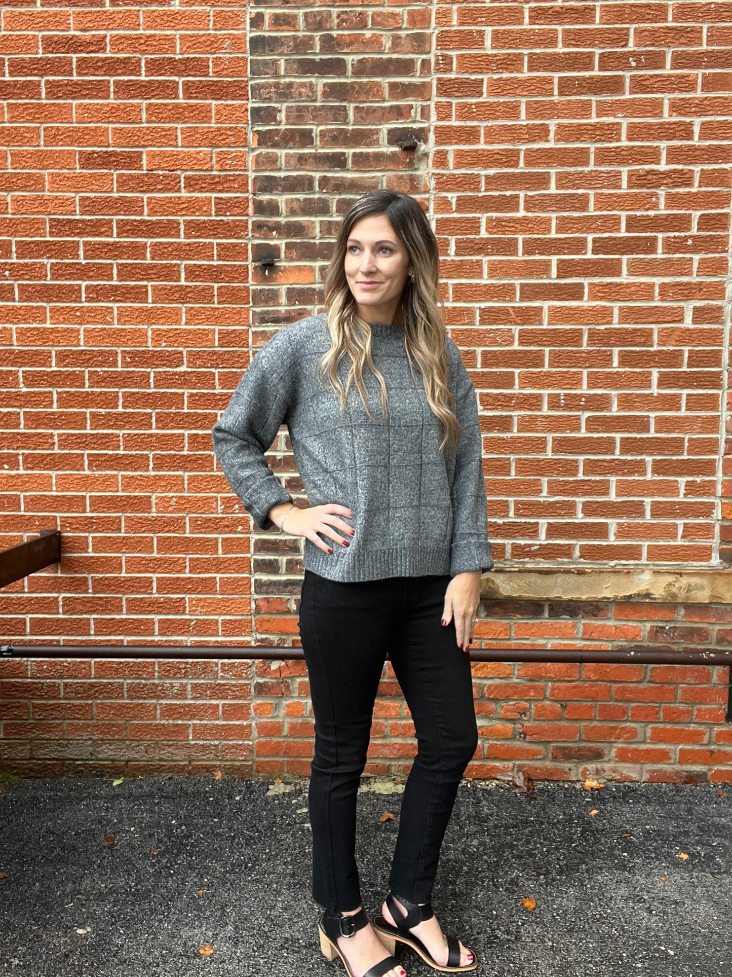 The Kimmy Windowpane Knit Sweater