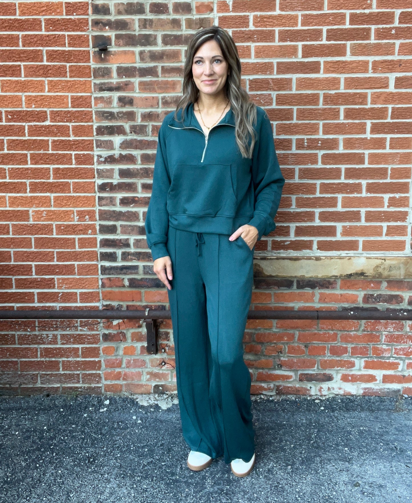 The Laurel Deep Green Wide Leg Bottoms