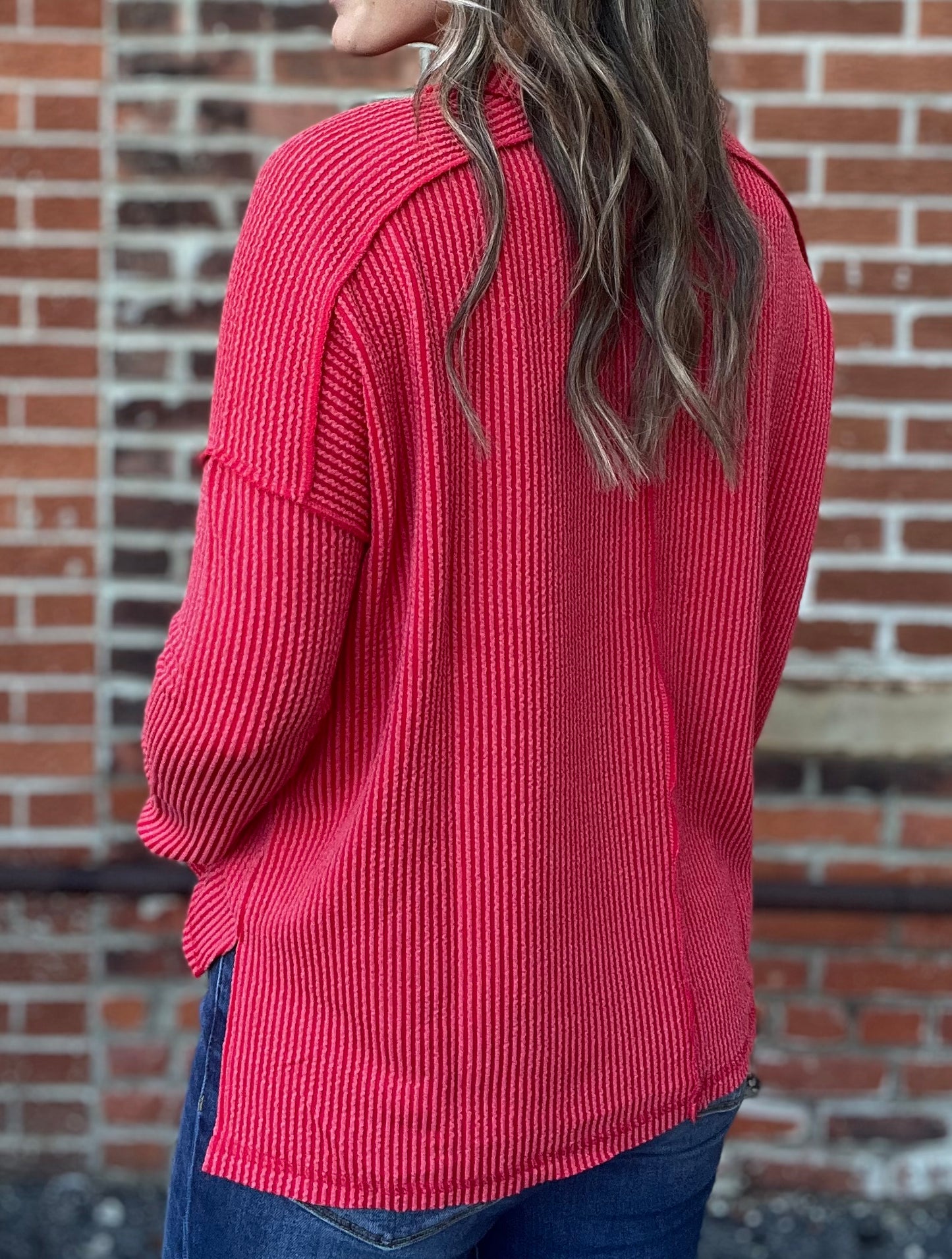 The Madison Ribbed Raw Edge Long Sleeve
