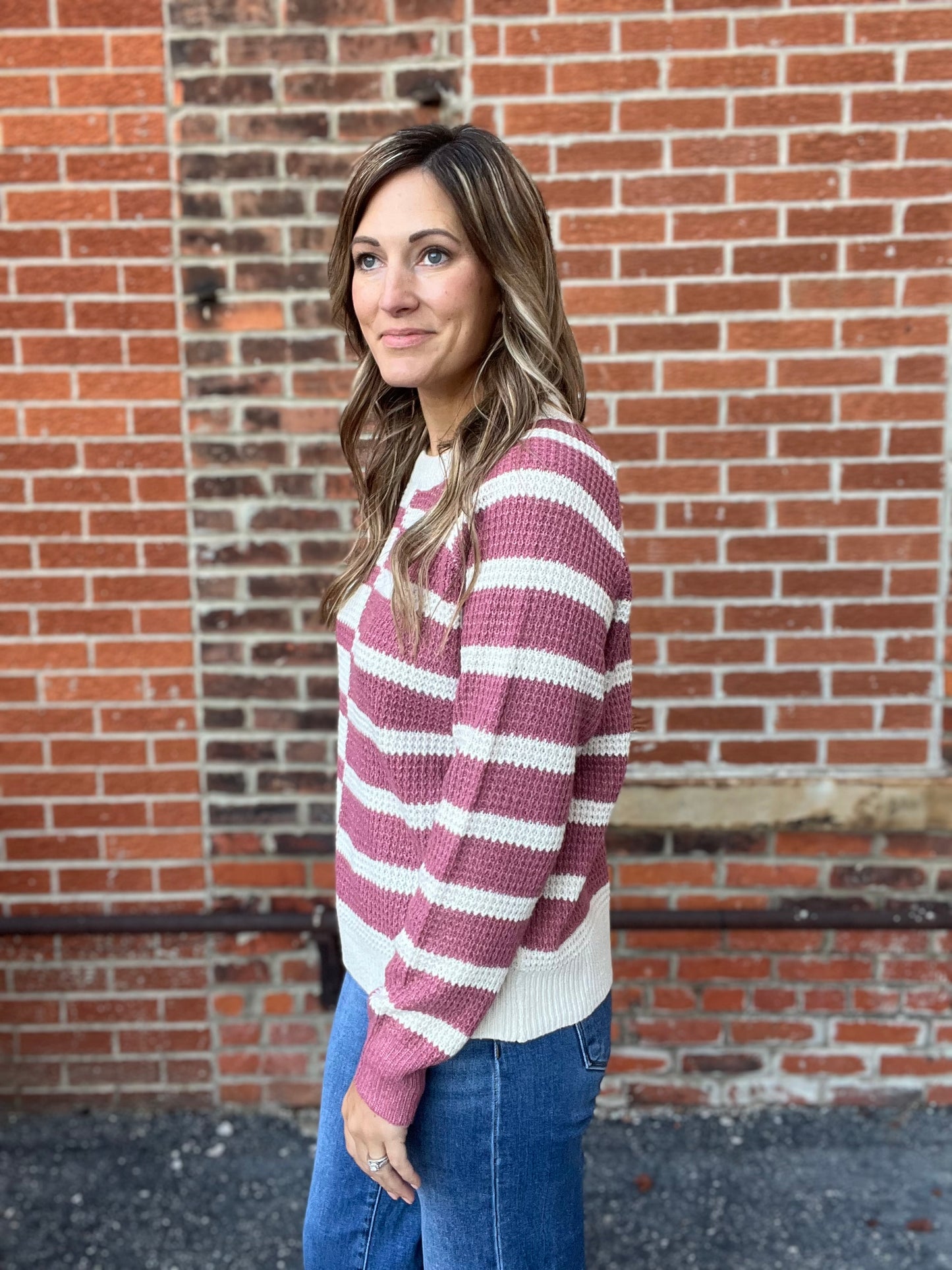 The Vanna Rose Color Block Striped Sweater