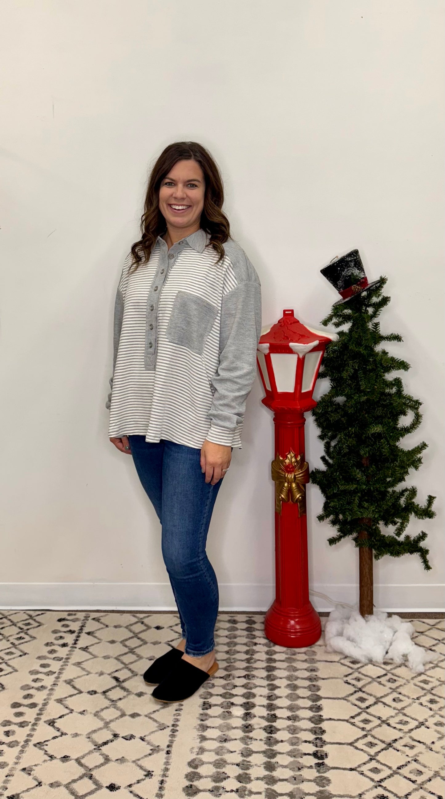 The Striped Drop Shoulder Top