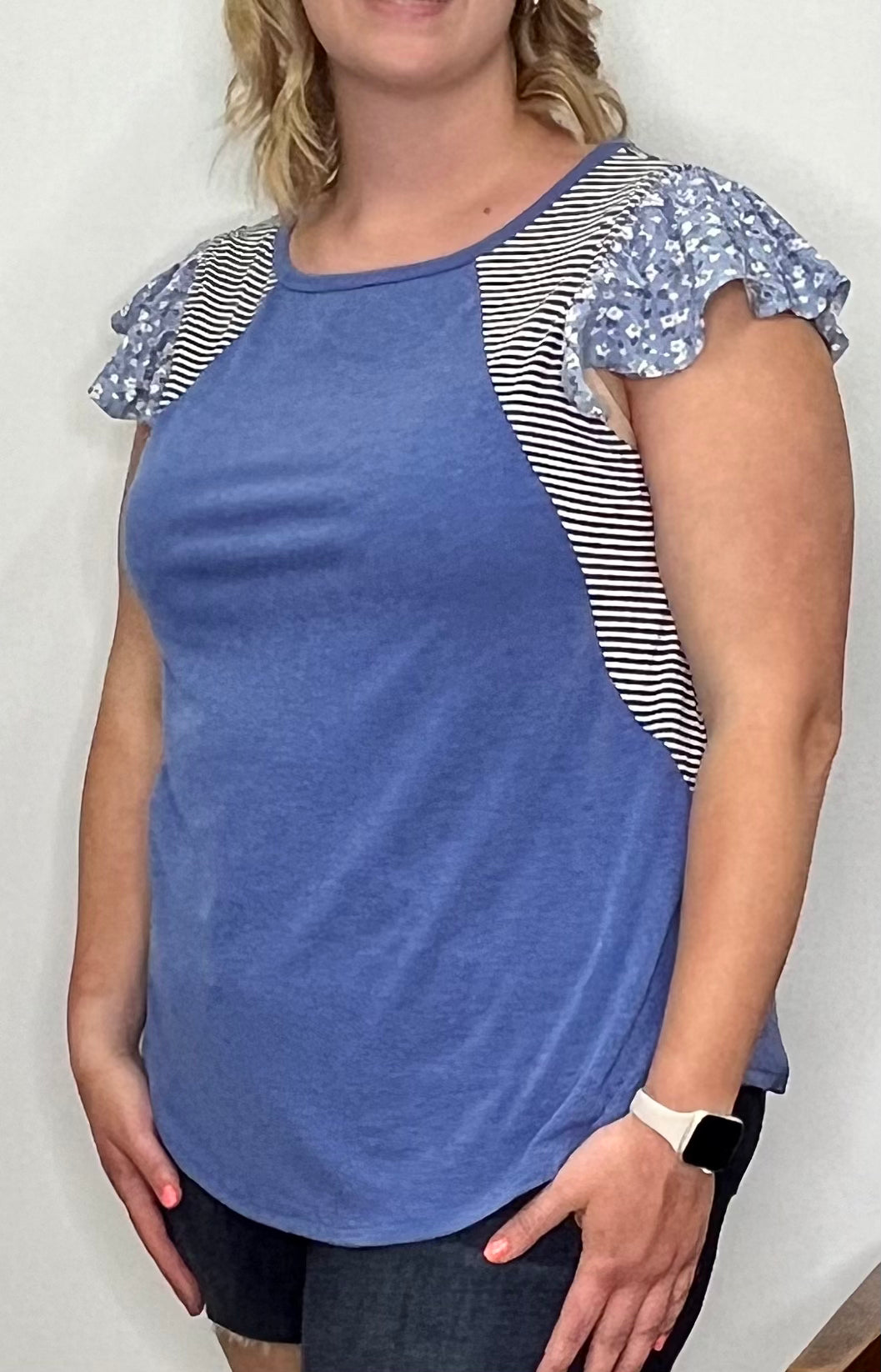The Remee Cap Sleeve Colorblock Top