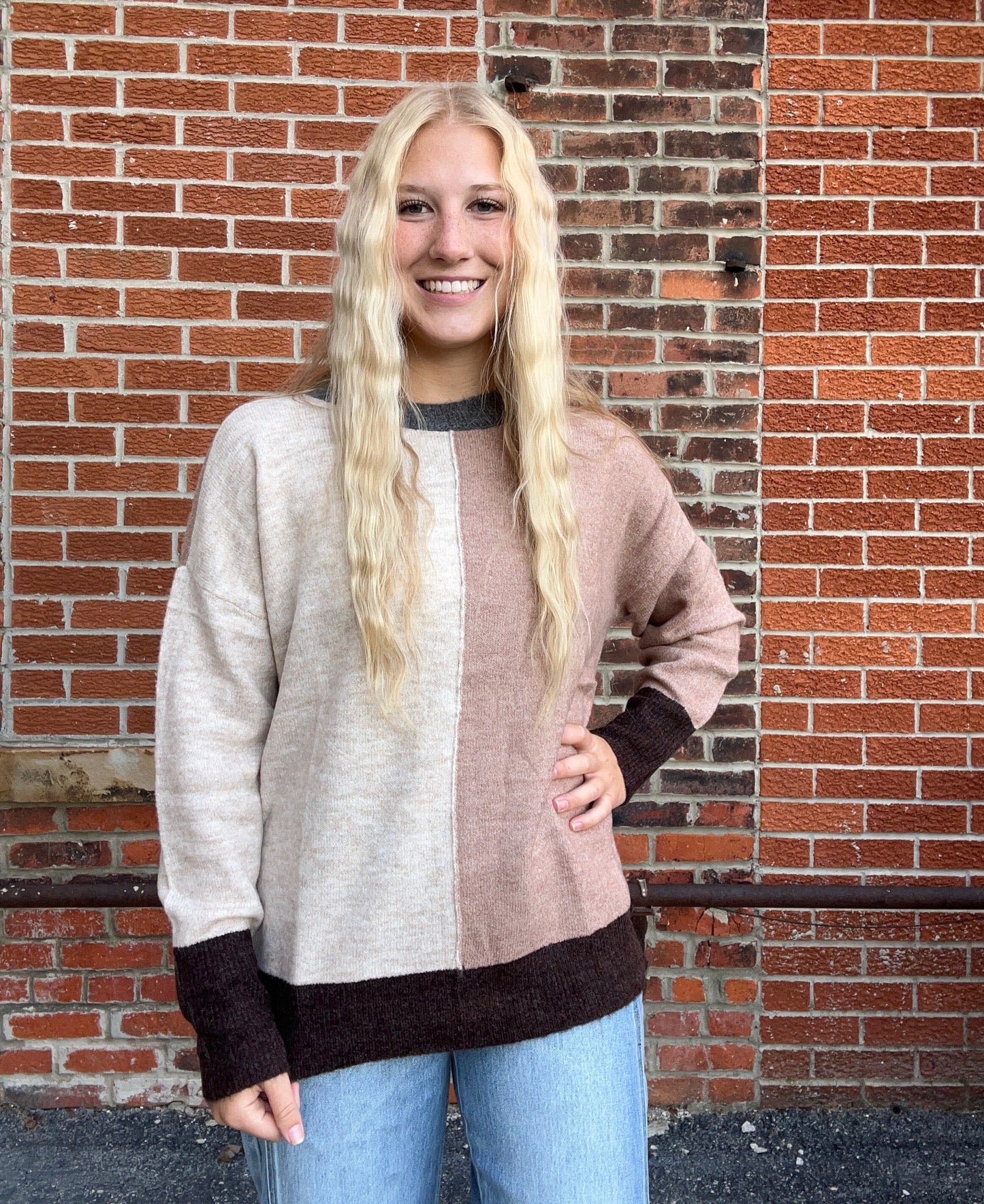 The Marlowe ColorBlock Long Sleeve Knit Sweater