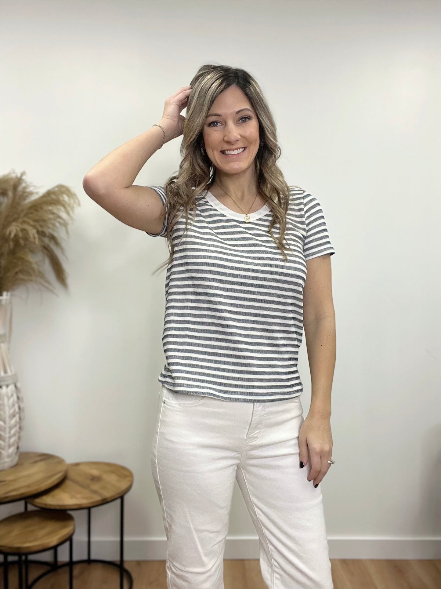 The Barren Ribbed Textured Striped Top