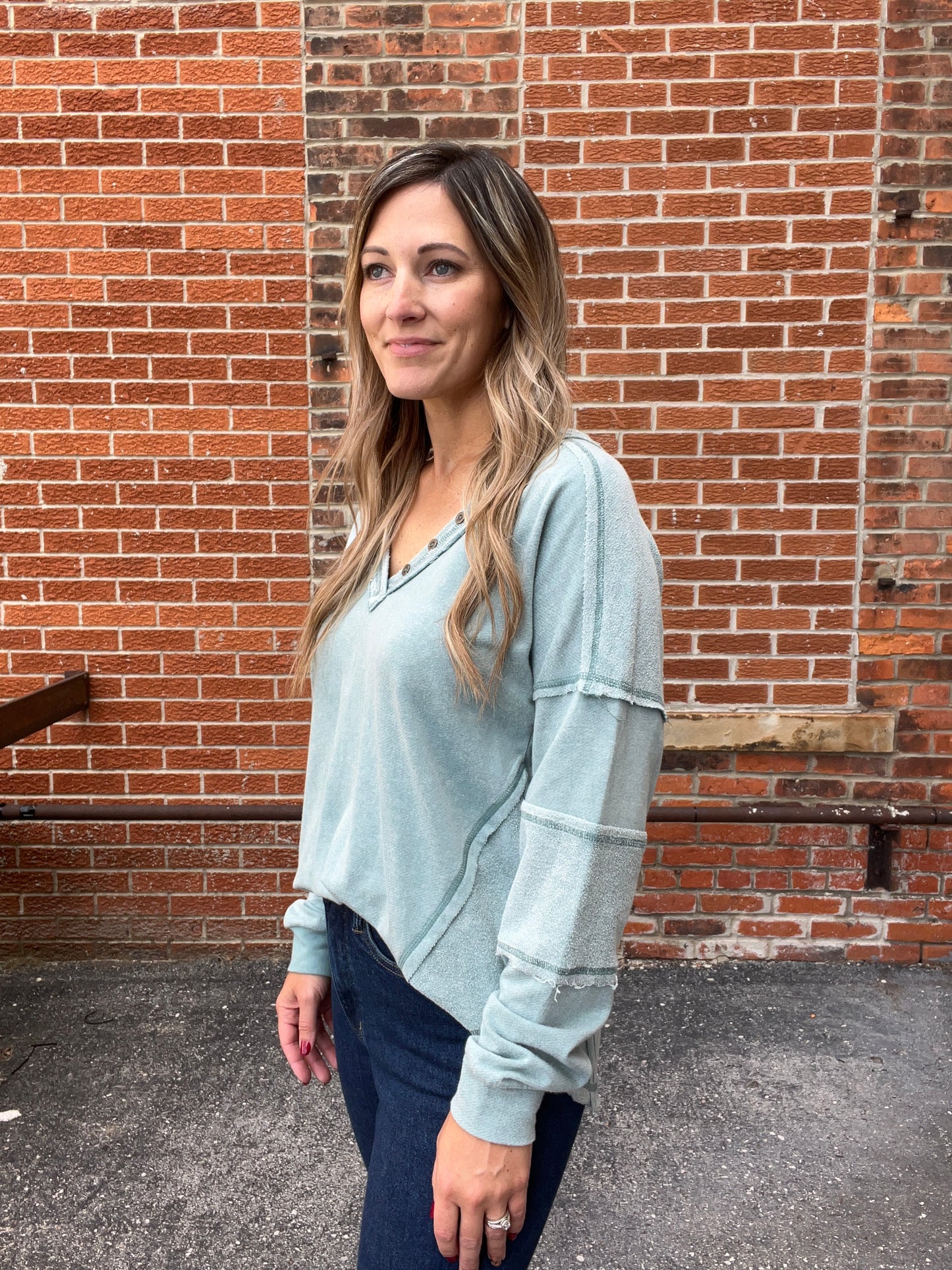 The Harlem Textured Long Sleeve Top