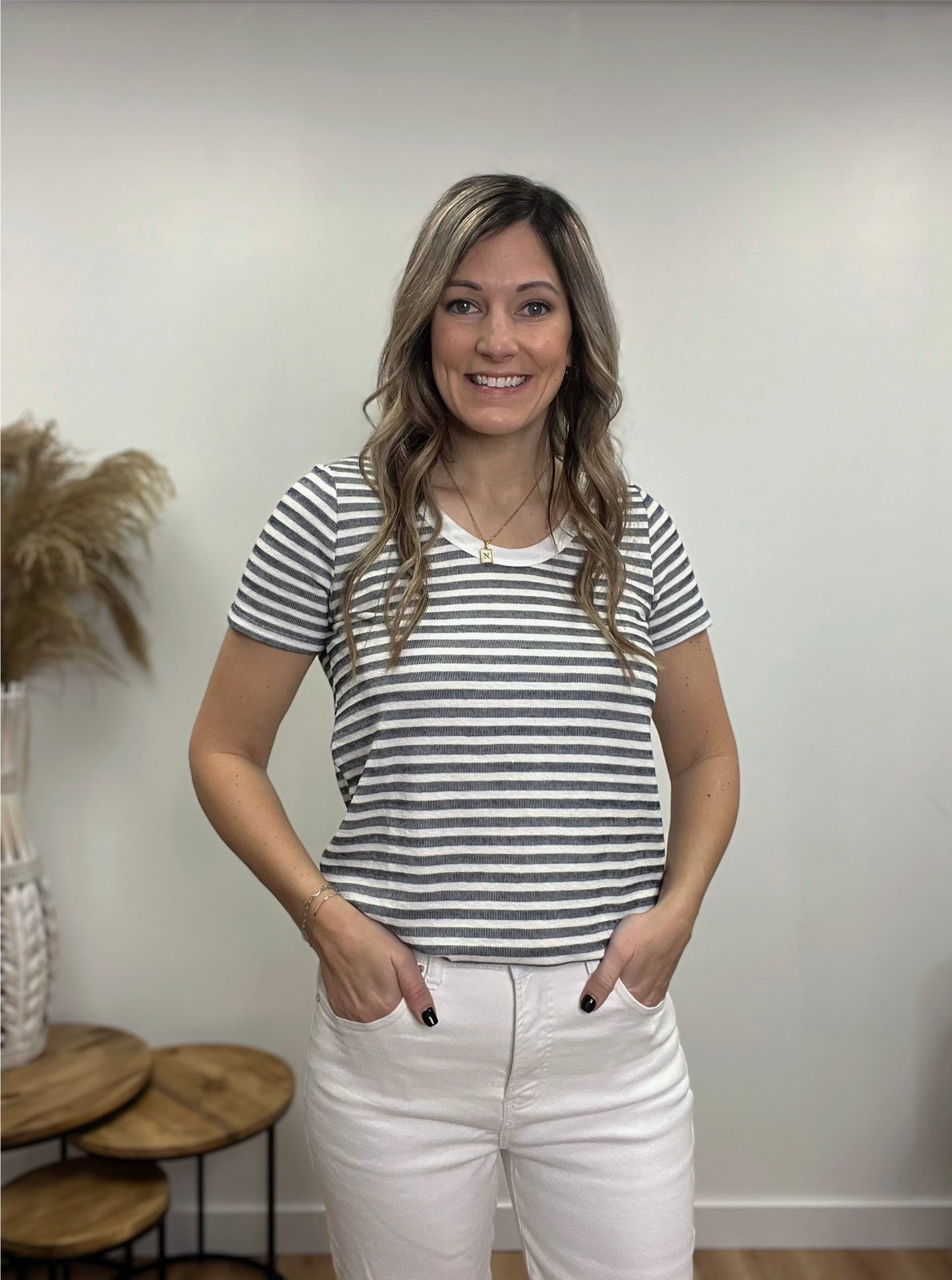 The Barren Ribbed Textured Striped Top