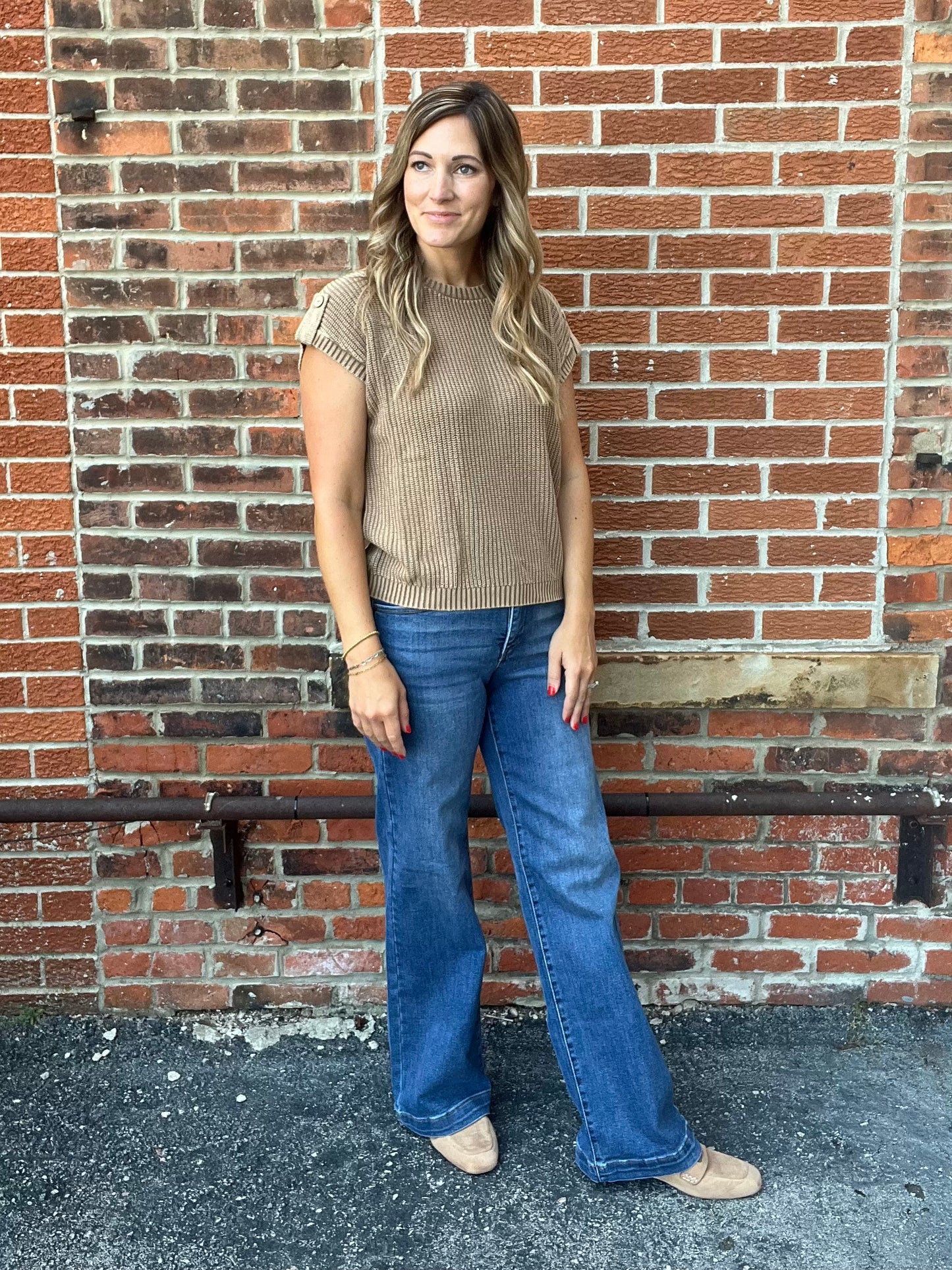 The Aura Short Sleeve Mocha Sweater