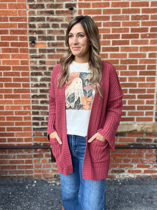 The Brelley Open Front Brick Knit Cardigan