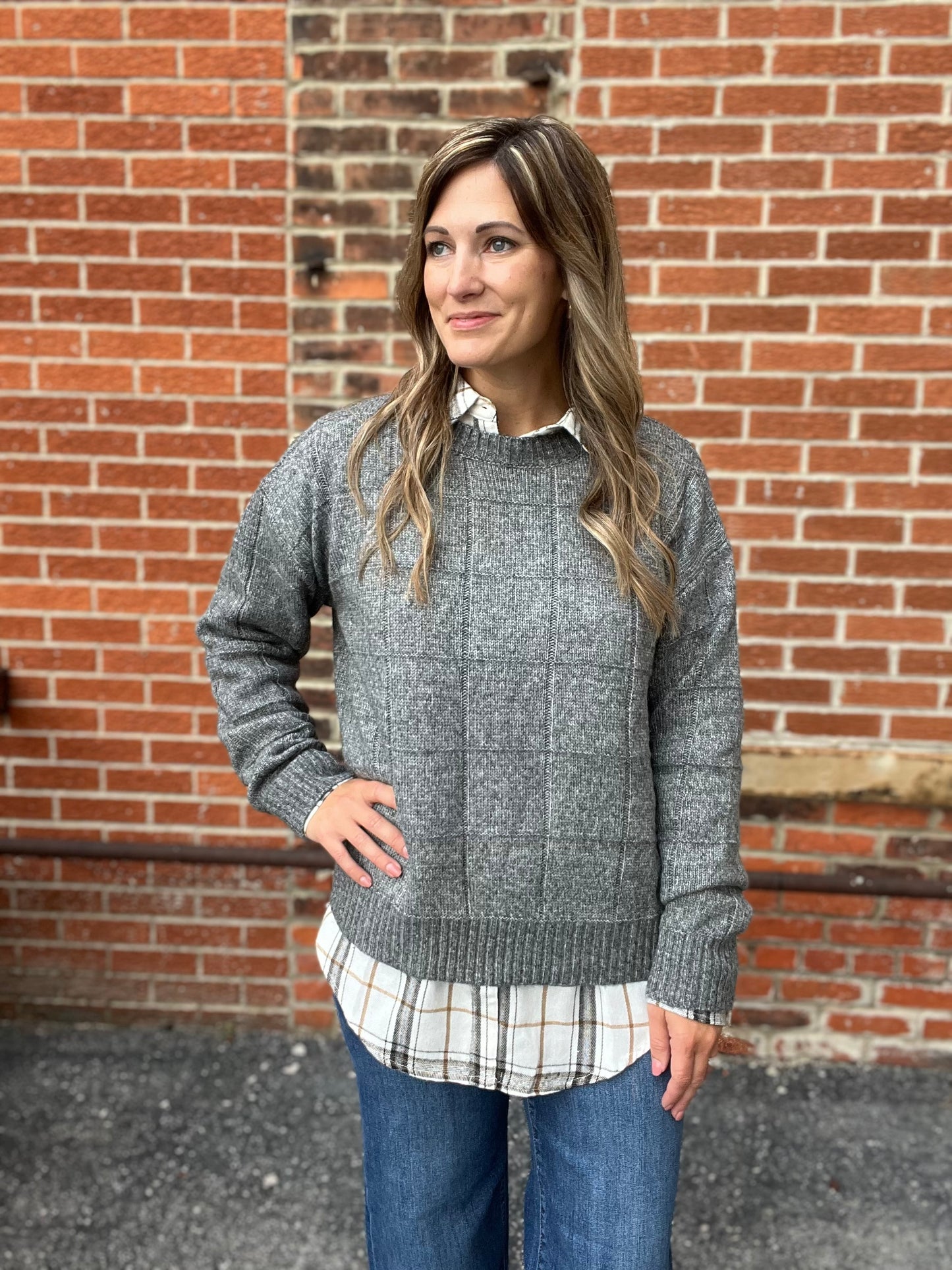 The Kimmy Windowpane Knit Sweater