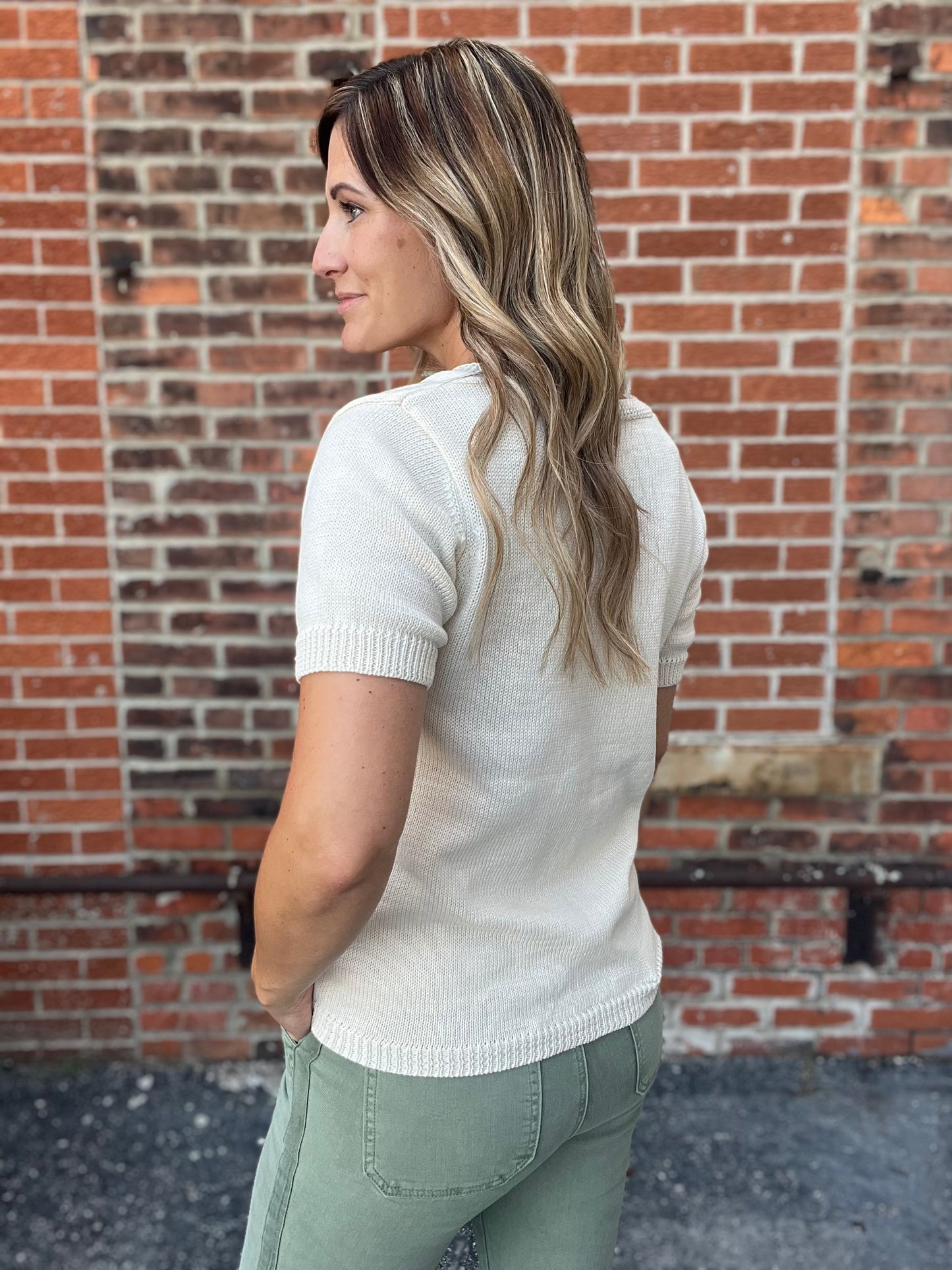 The Brin Floral Short Sleeve Sweater
