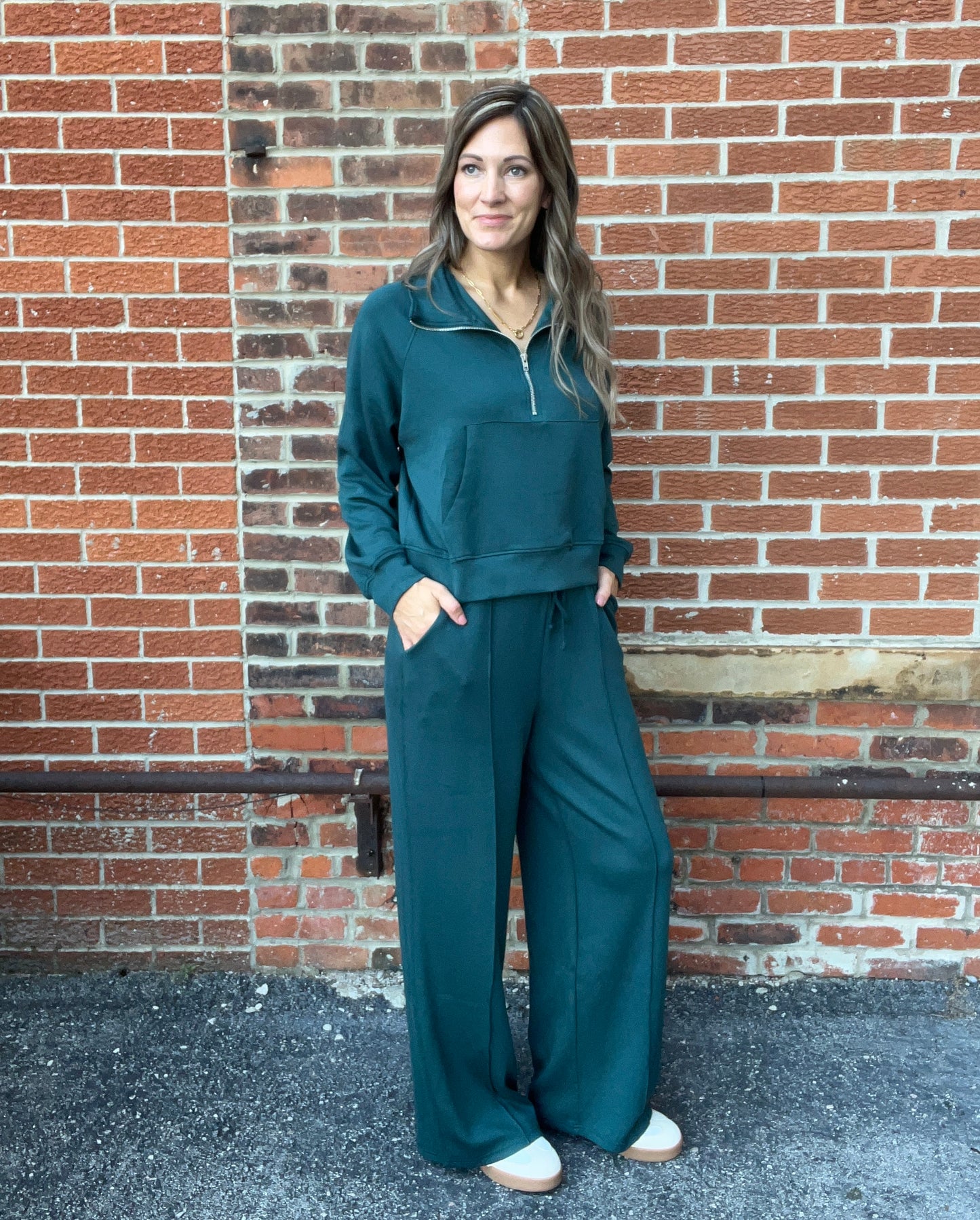The Laurel Deep Green Wide Leg Bottoms