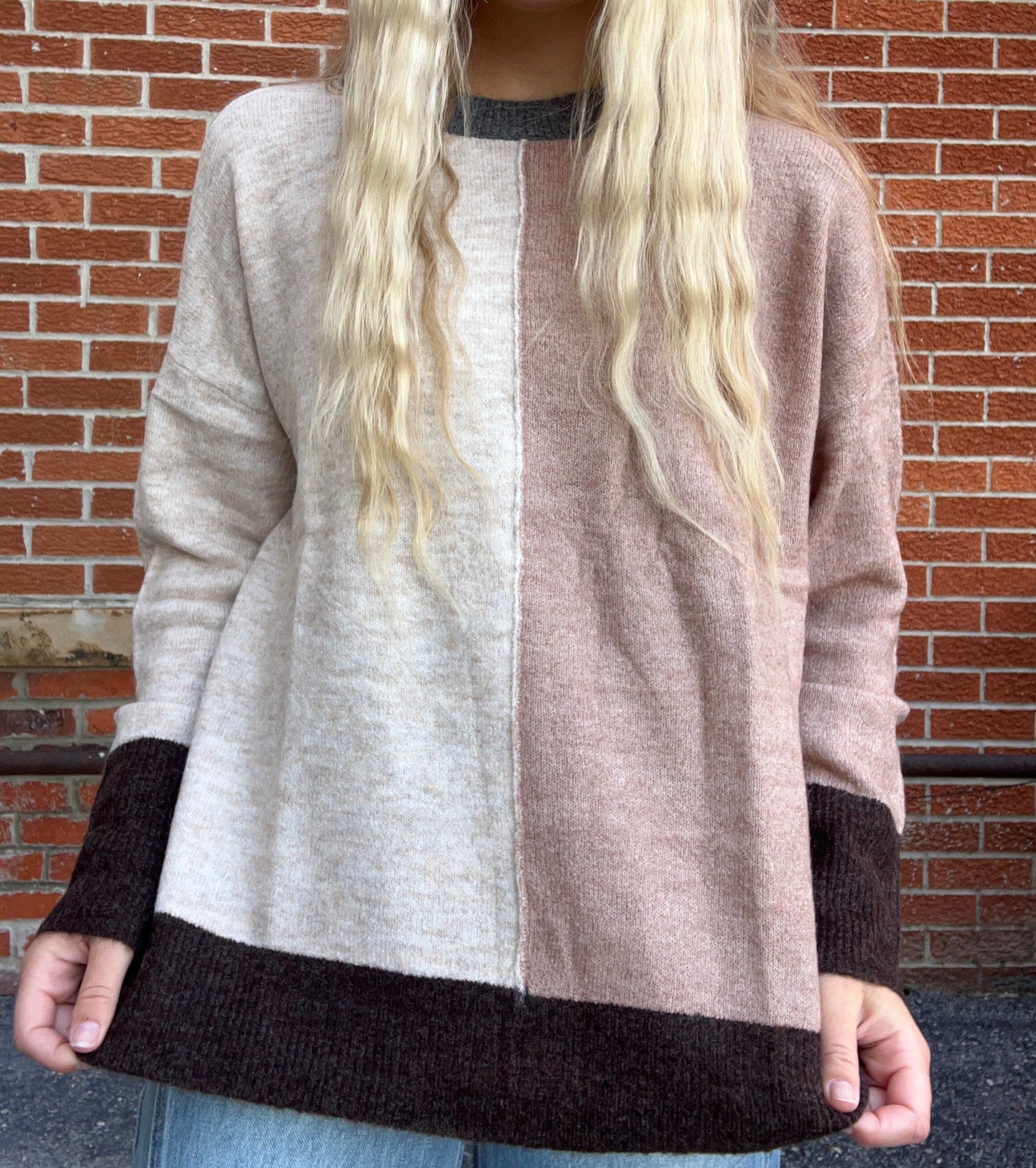 The Marlowe ColorBlock Long Sleeve Knit Sweater