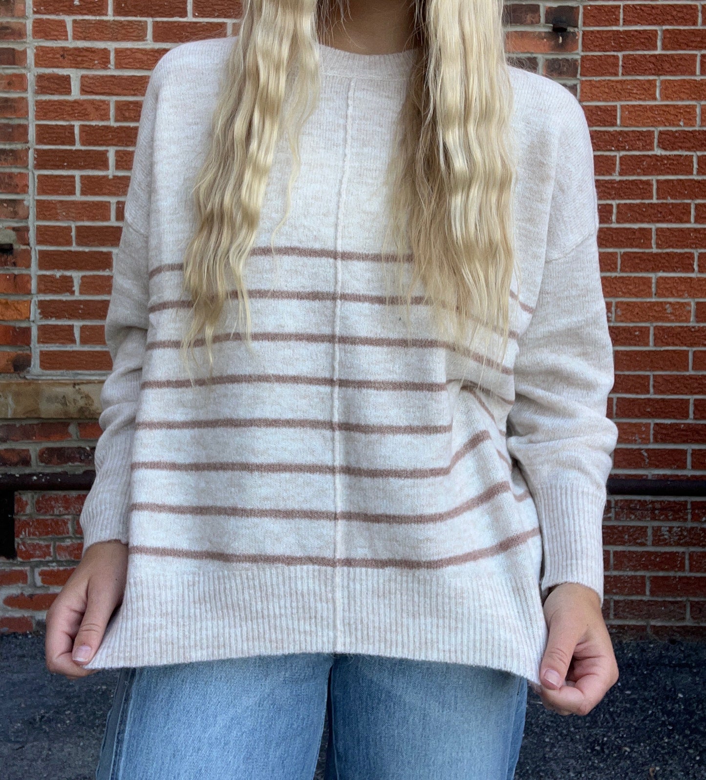 The Sloane Striped Front Seam Sweater