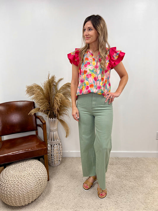 The Evie Floral Ruffled Top