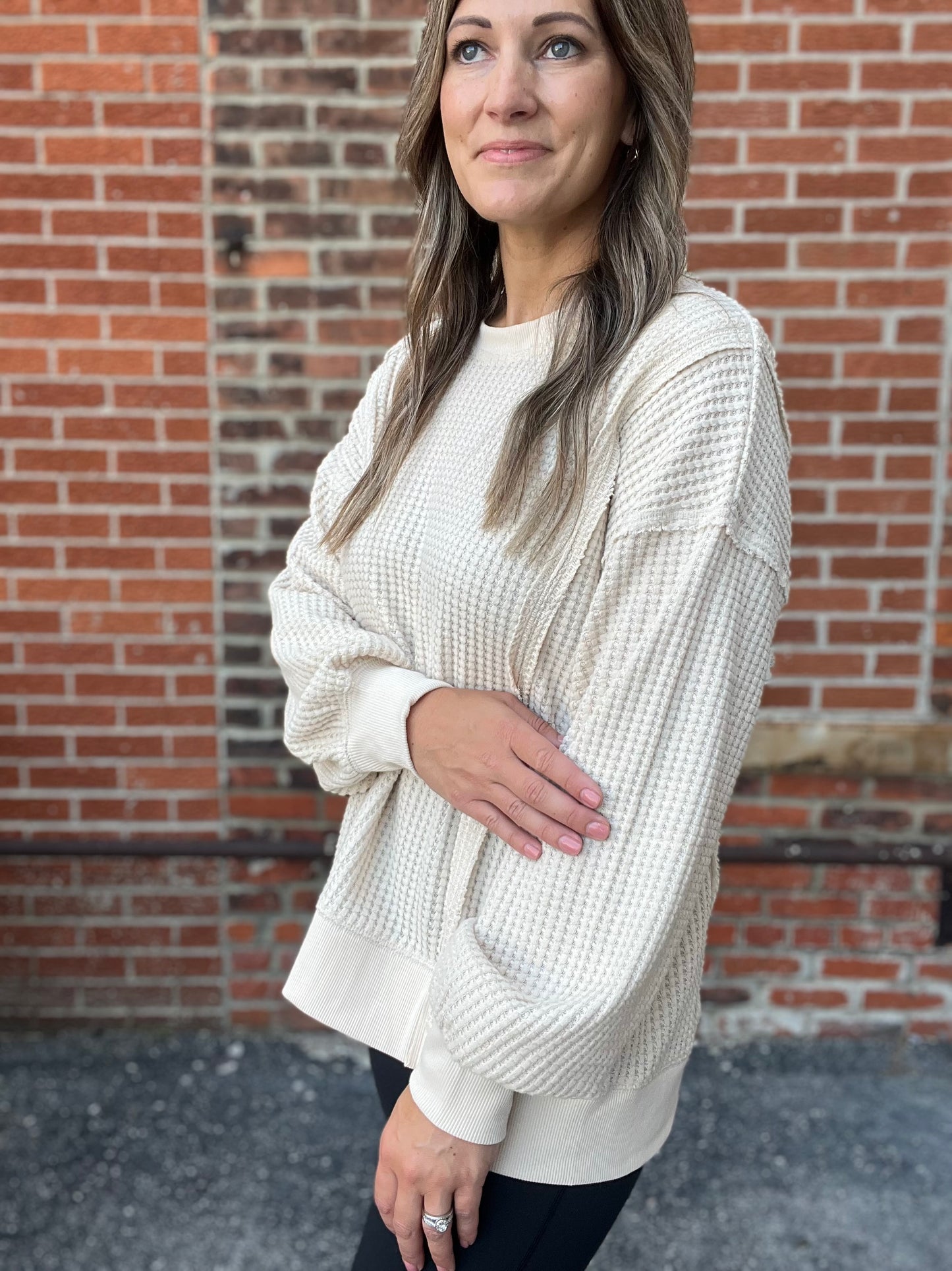 The Welling Oversized Waffle Knit Top