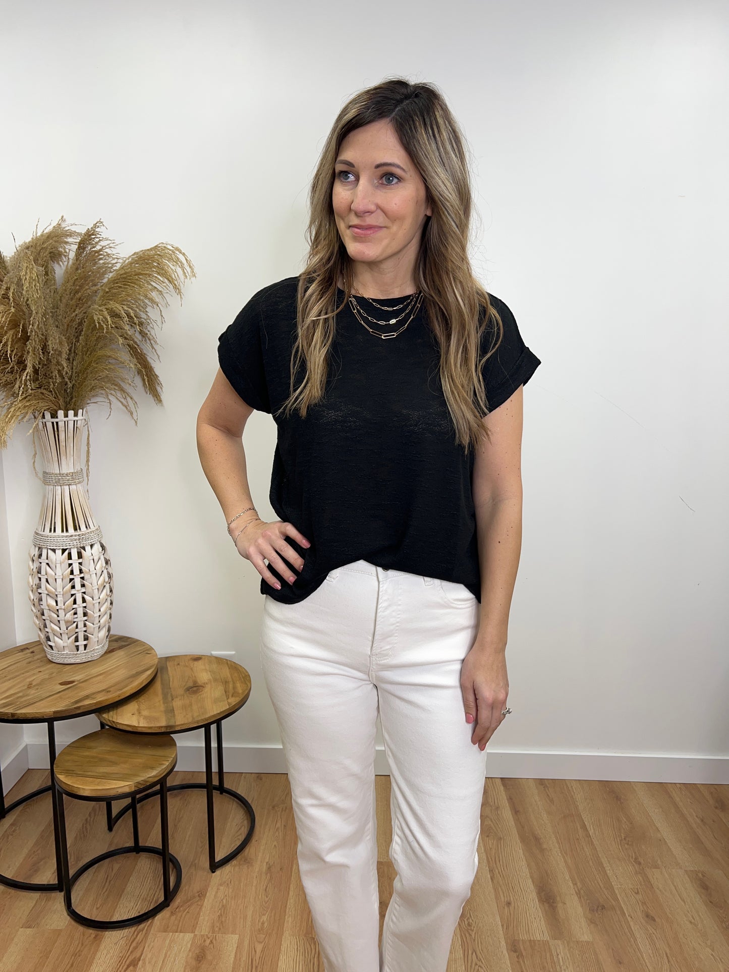 The Kenna Hacci Slub Folded Sleeve Tee