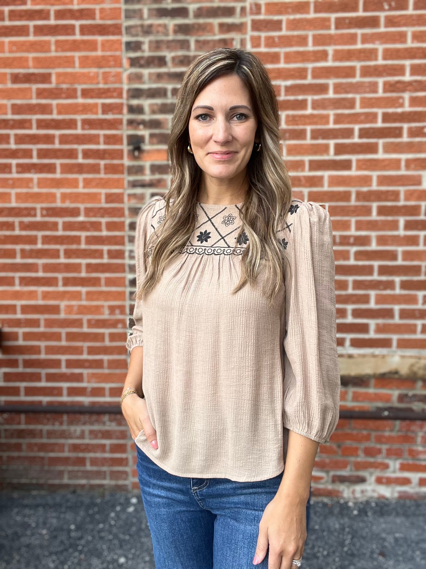 The Sudrey Floral Embroider Blouse