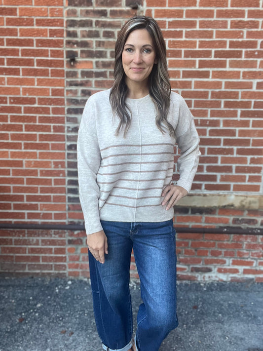 The Sloane Striped Front Seam Sweater