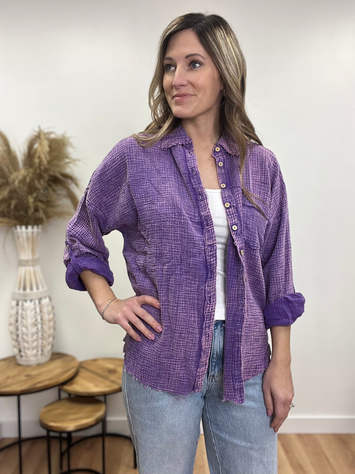 The Sedona Summer Gauze Button Up