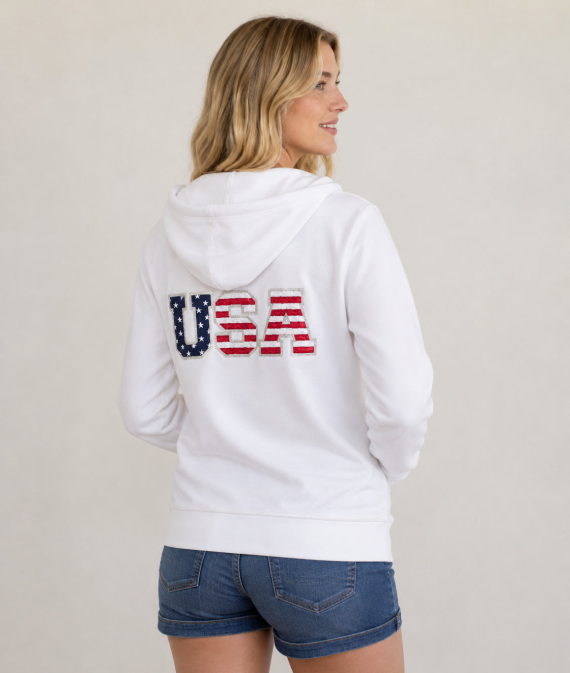 The USA White Zip Up Hoodie