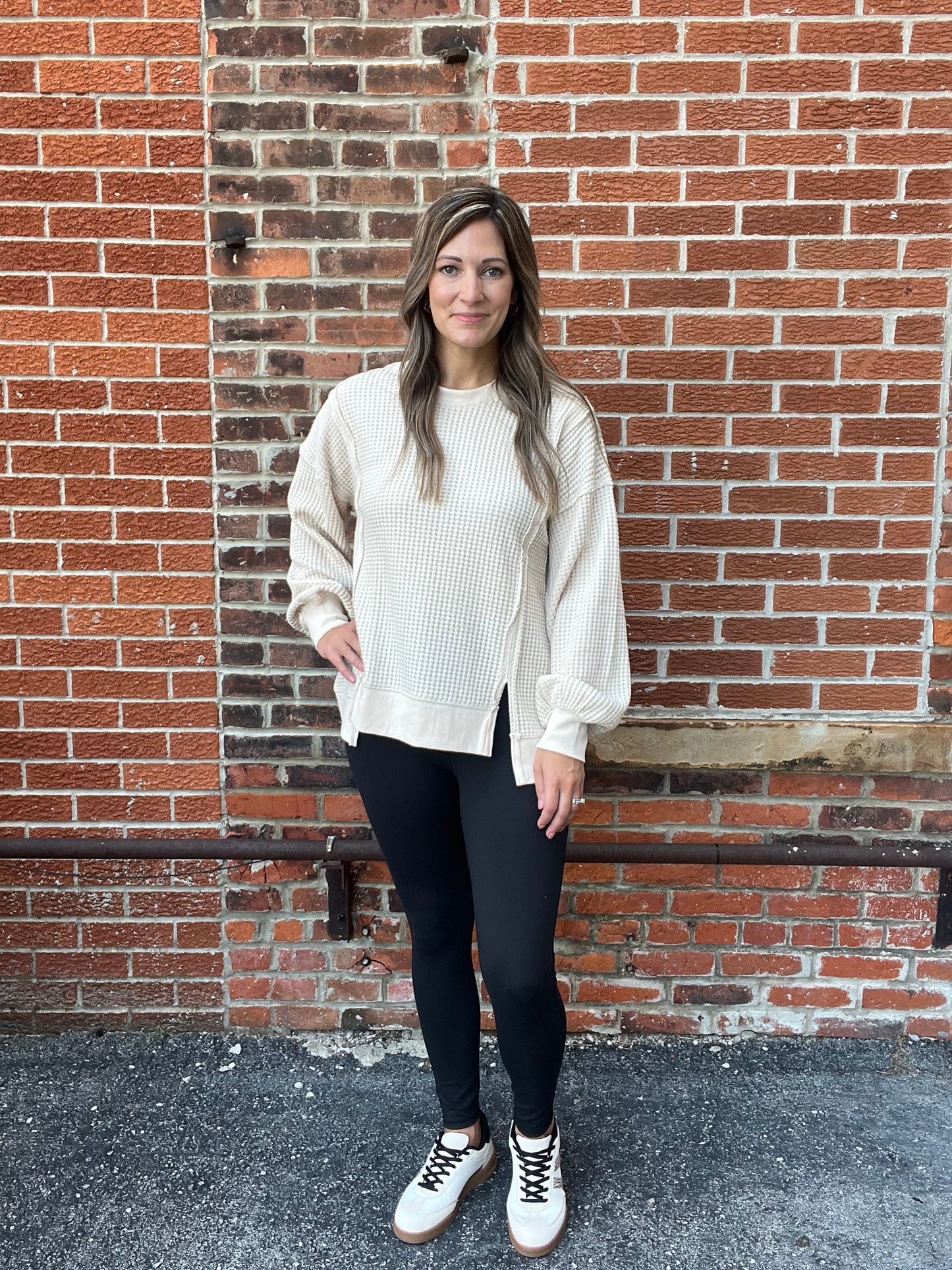 The Welling Oversized Waffle Knit Top