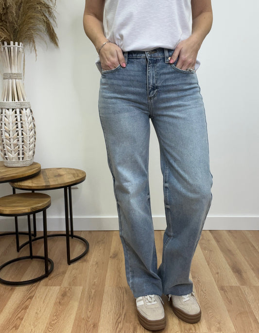 The Kaleb High Rise Wide Straight Leg Jeans