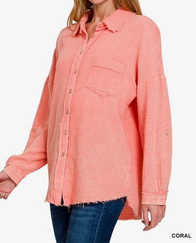 The Sedona Summer Gauze Button Up