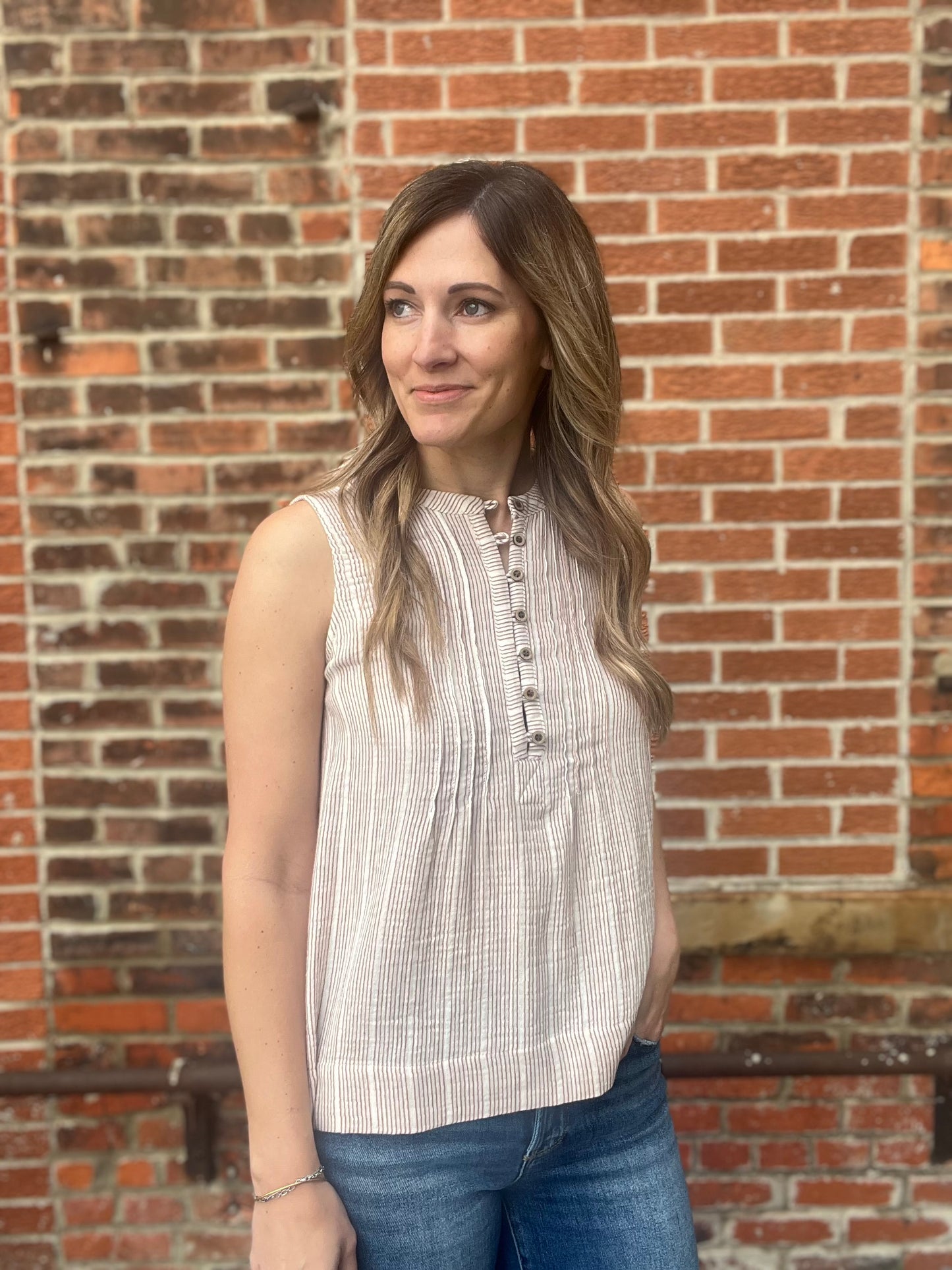 The Nyra Gauze Button Up Tank
