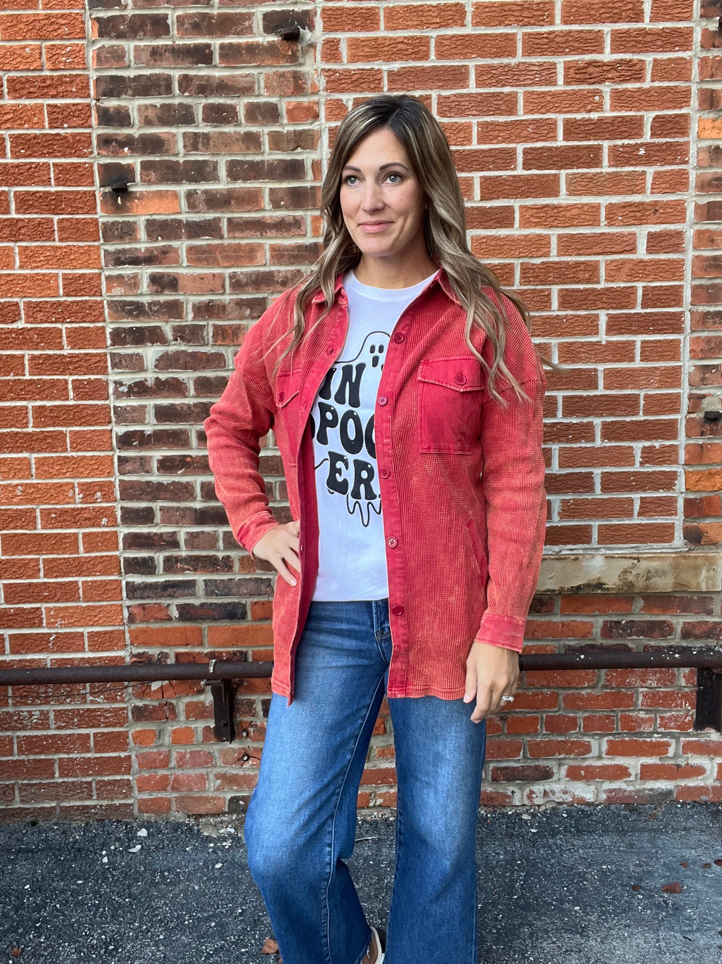 The Milo Thermal Mineral Wash Button Down Shacket