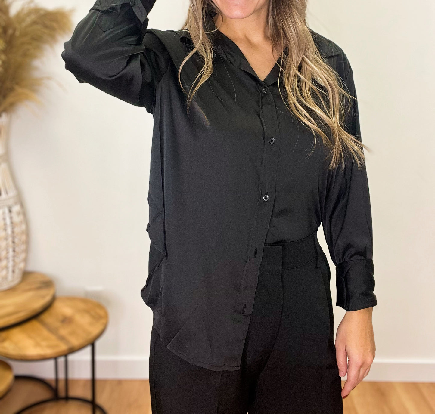 The Mavie Satin Button Up