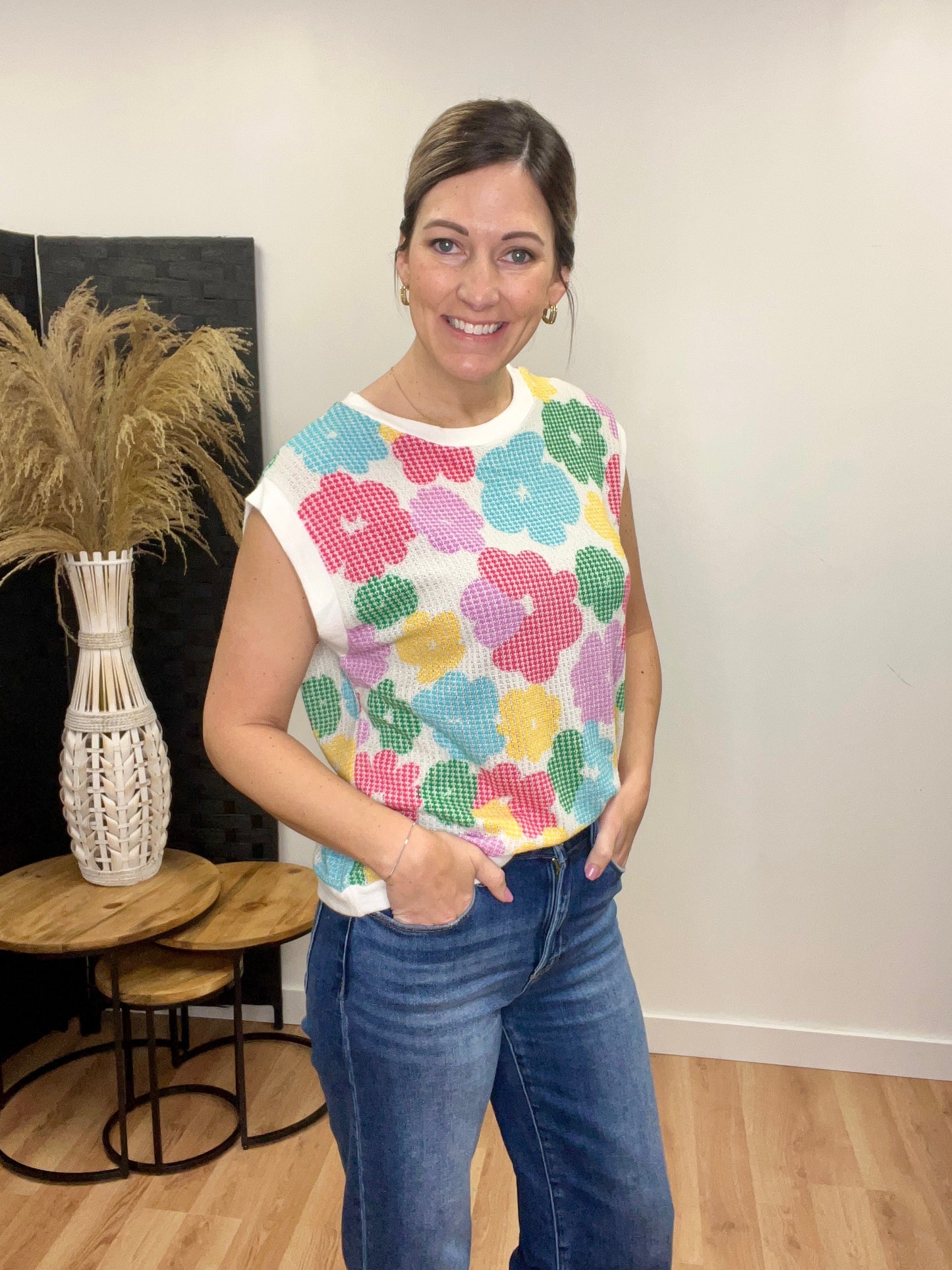 The Dahlia Floral Textured Top