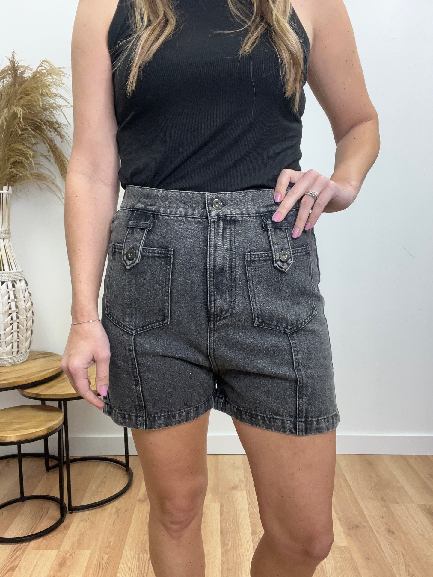 The Kimmer Black Mineral Cargo Shorts