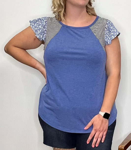 The Remee Cap Sleeve Colorblock Top