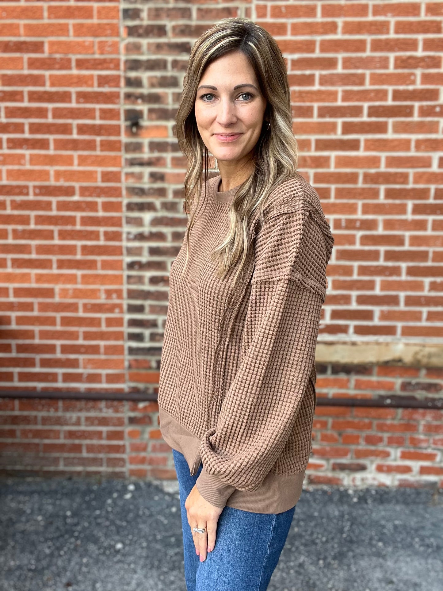 The Welling Oversized Waffle Knit Top