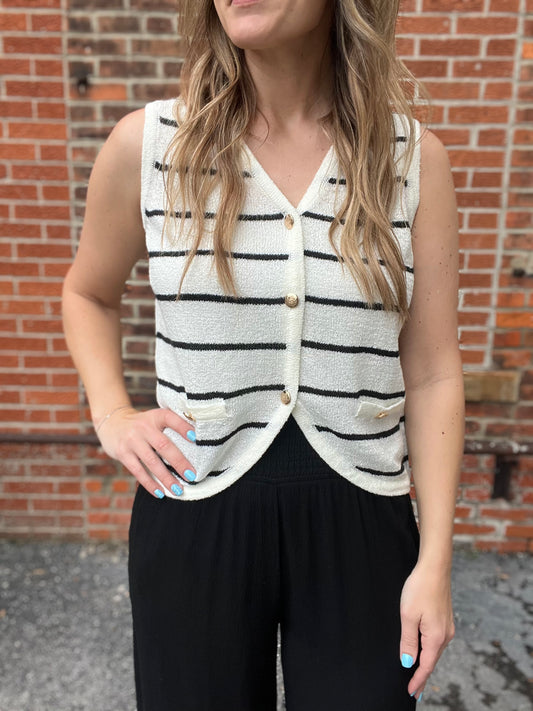 The Arlo Striped Button Down Vest