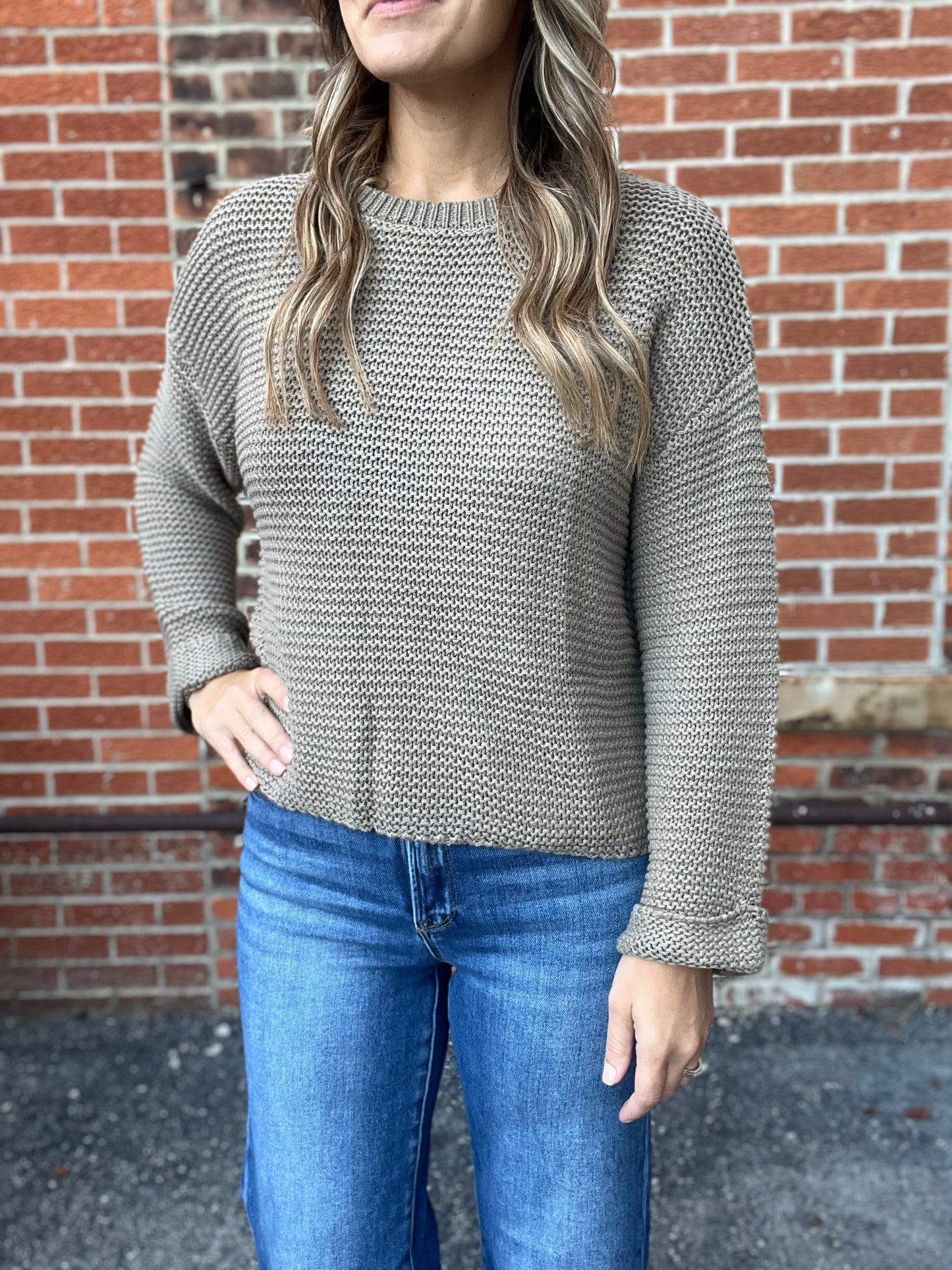 The Reign Olive Chunky Knit Sweater