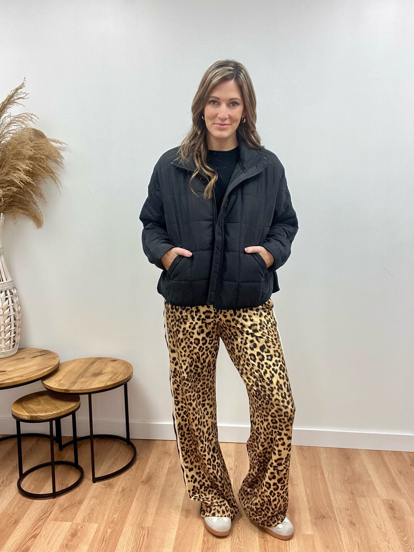 The Harlow Leopard Black Pants