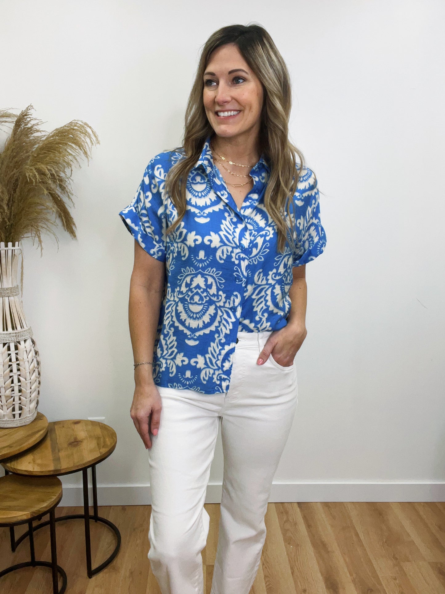 The Blue Hayden Button Up Top