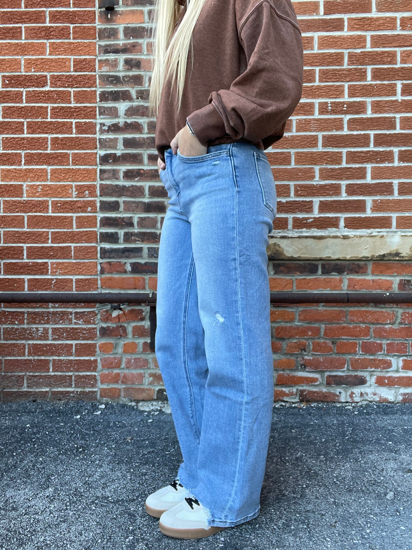 The Reese High Rise Slim Straight Leg