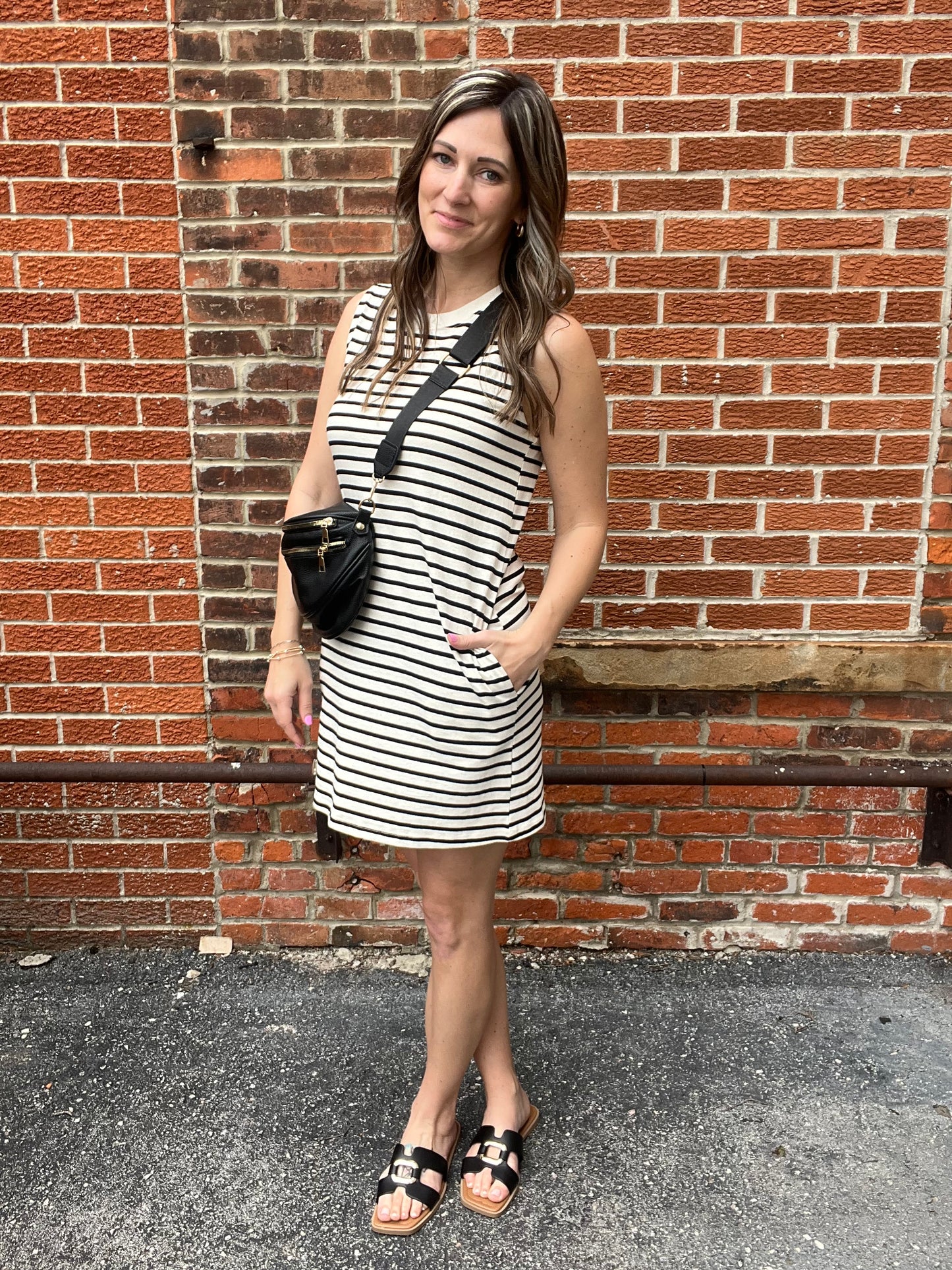 The Eira Sleeveless Striped Day Dress