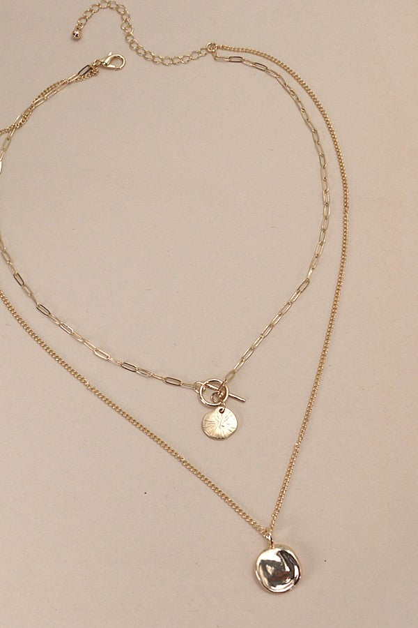 Double Layer Circle Drop Necklace