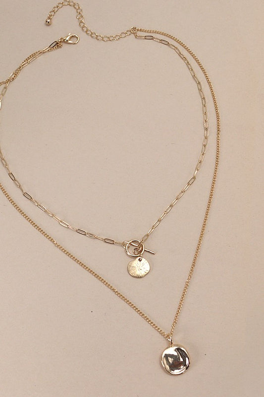 Double Layer Circle Drop Necklace