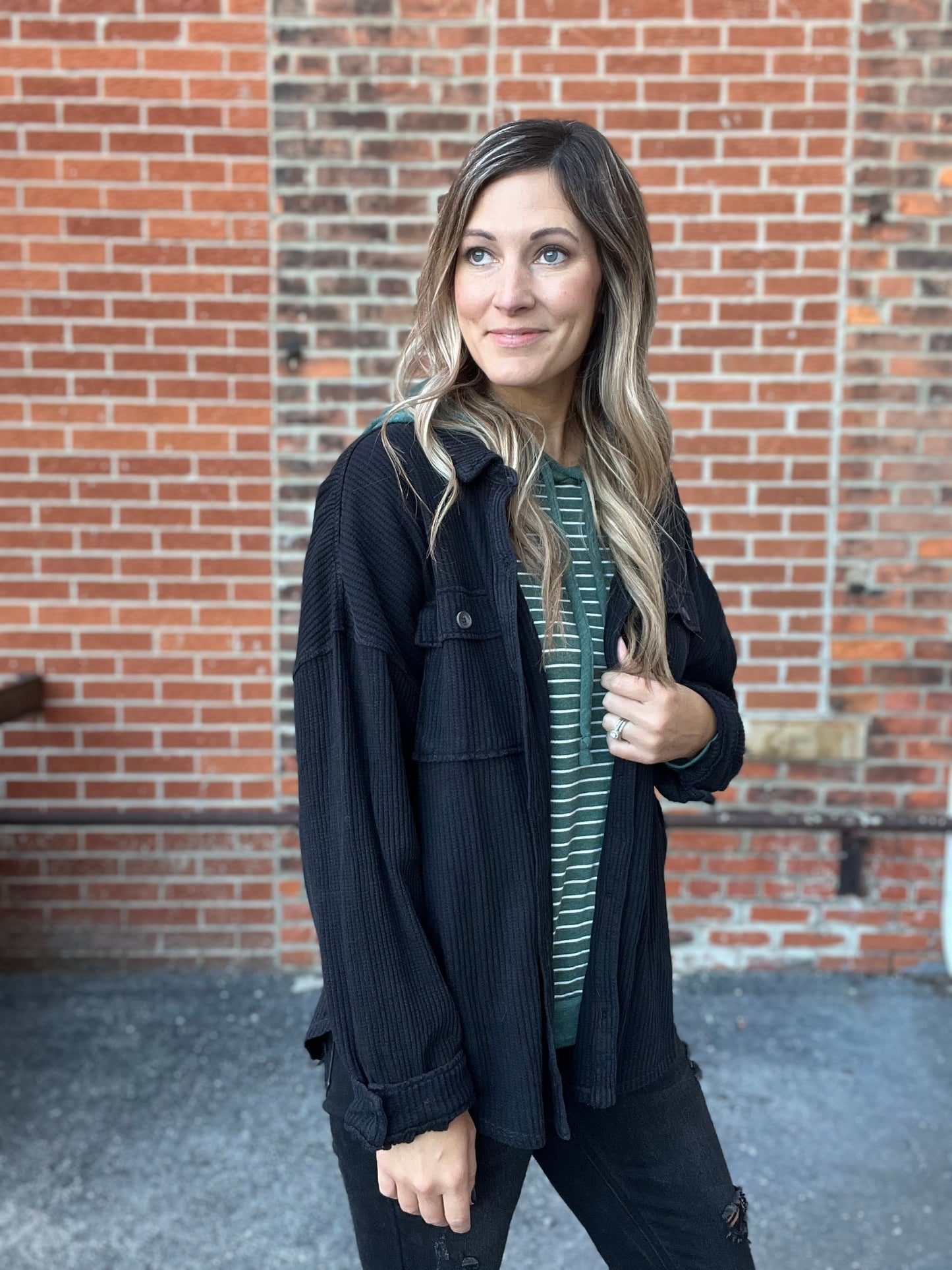 The Hallee Textured Button Up