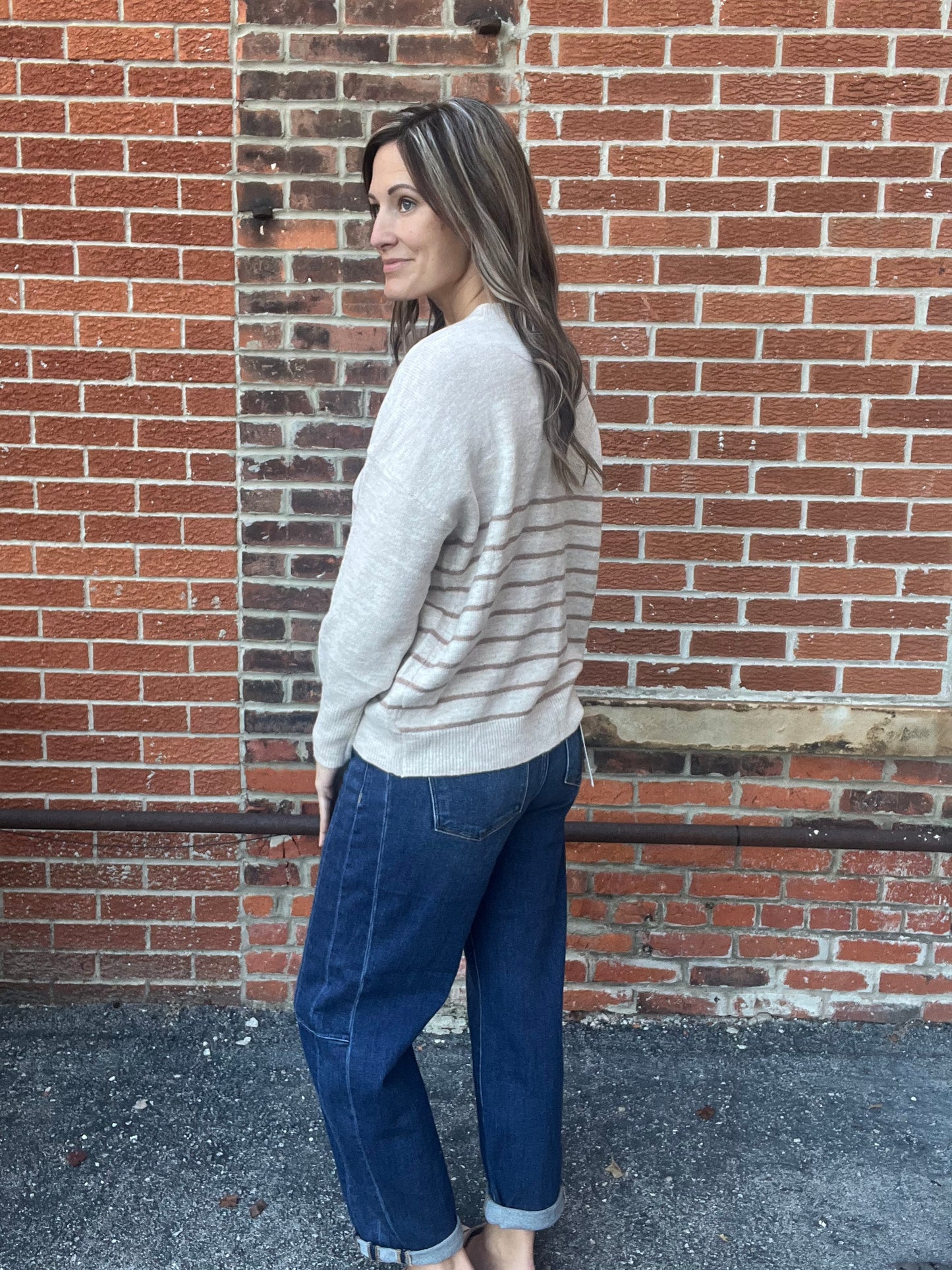 The Sloane Striped Front Seam Sweater