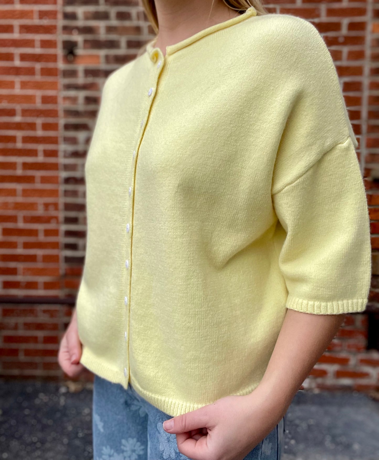 The Vesper Butter Yellow Button Down Cardigan Top