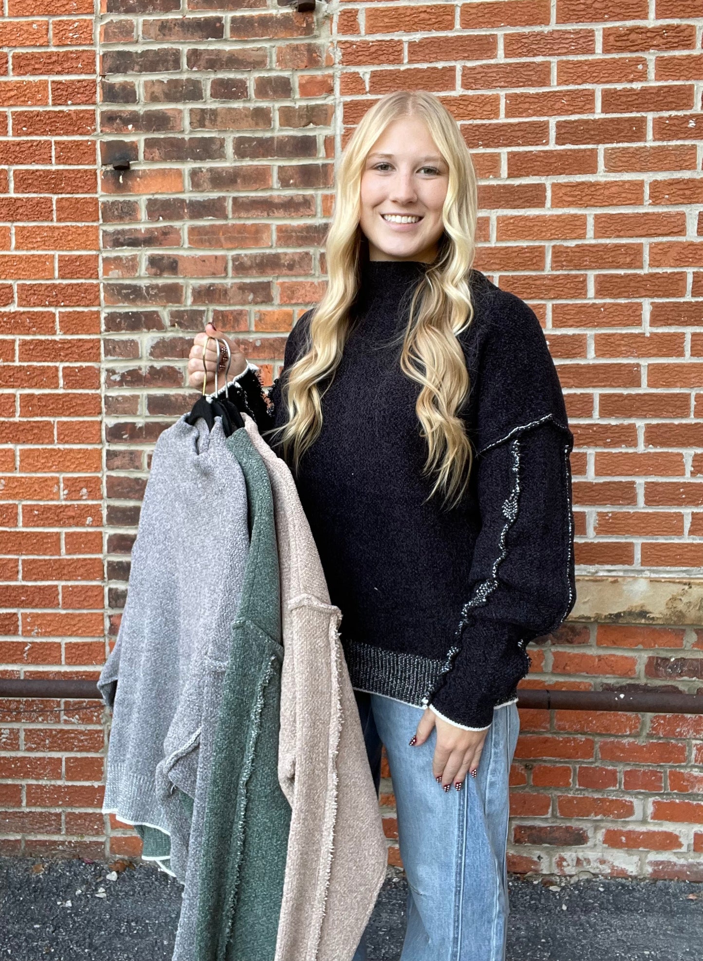 The Flora Chenille Oversized Sweater with Reverse Seams